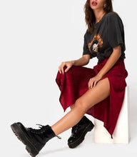Load image into Gallery viewer, Satin Cheetah Print Side Slit Midi Skirt