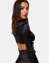 Load image into Gallery viewer, Stretch Mock Neck Long Sleeve Under Boob Crop Top