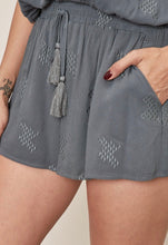 Load image into Gallery viewer, Aztec Tonal Embroidered Tassel Shorts