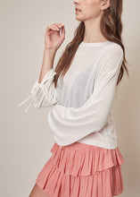 Load image into Gallery viewer, Sheer Drop Shoulder Drawstring Knit Sweater