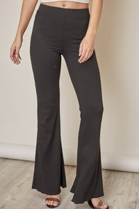Ribbed Flare Stretch Pants