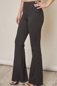 Ribbed Flare Stretch Pants