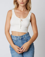 Load image into Gallery viewer, Sleeveless Rib Tie Keyhole Knit Crop Top