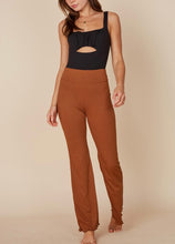 Load image into Gallery viewer, High Waist Band Rib Lettuce Hem Flare Pants