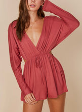 Load image into Gallery viewer, Jersey Faux Wrap Cut Out Side Long Sleeve Romper