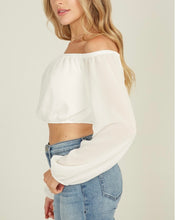 Load image into Gallery viewer, Chiffon Long Sleeve Off the Shoulder Crop Top