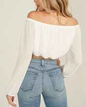 Load image into Gallery viewer, Chiffon Long Sleeve Off the Shoulder Crop Top