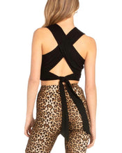 Load image into Gallery viewer, Sleeveless Sheer Knit Cross Racer Tie Back Crop Top