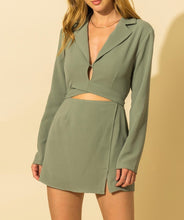 Load image into Gallery viewer, Long Sleeve Blazer Cut Out Tie Mini Dress