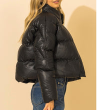 Load image into Gallery viewer, Eco Leather Puffer Jacket