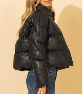 Eco Leather Puffer Jacket