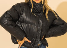 Load image into Gallery viewer, Eco Leather Puffer Jacket