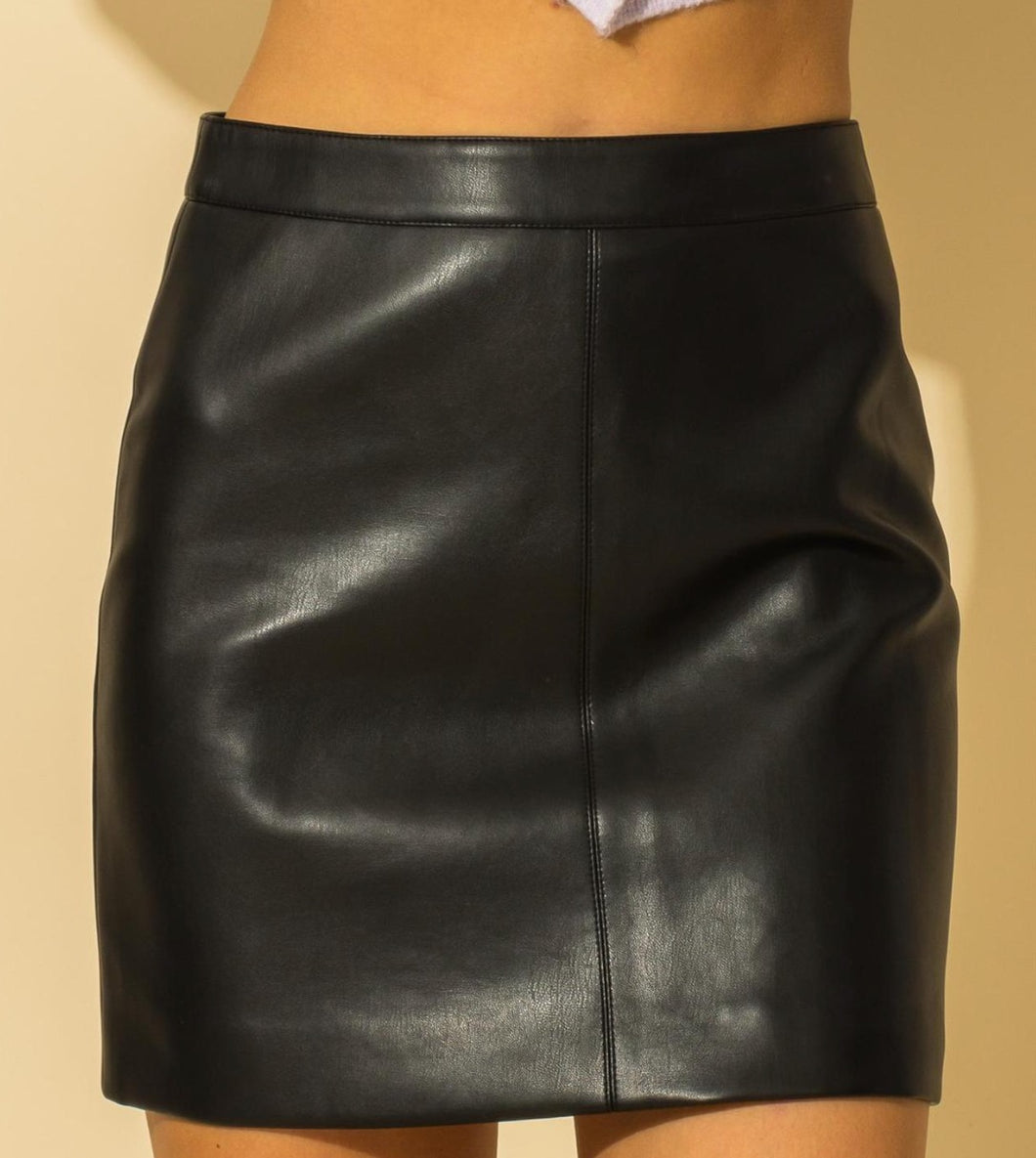 Eco Leather Waistband Mini Skirt