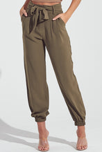 Load image into Gallery viewer, Pleat Front Self Belt 4 Pocket Jogger Style Pants