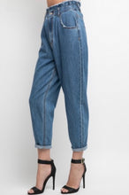 Load image into Gallery viewer, Denim Paper Bag Waist Mom Jean