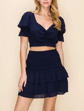 Load image into Gallery viewer, Swiss Dot Smocked Tiered Ruffle Mini Skirt