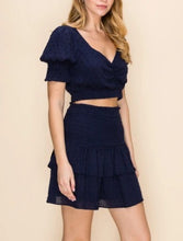 Load image into Gallery viewer, Swiss Dot Smocked Tiered Ruffle Mini Skirt