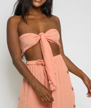 Load image into Gallery viewer, Tie Front Strapless Bandeau Crop Top