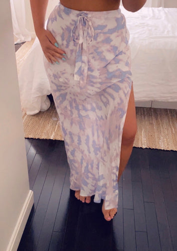 Tie Dye Side Slit Maxi Skirt