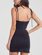 Load image into Gallery viewer, Tie Shoulder V Neck Faux Wrap Bodycon Dress