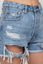 Load image into Gallery viewer, Denim Wash Mom Distressed High Waisted Jean Shorts