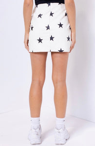 Printed Star Faux Eco Leather Mini Skirt