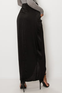 Satin Drape Front Tulip Maxi Skirt