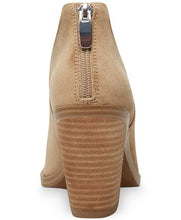 Load image into Gallery viewer, Suede Ankle Vnotch Side Cutouts Pointed Toe 33/4&quot; Block Heel Back Zipper Boot