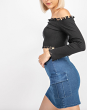 Load image into Gallery viewer, Jean Denim 2 Cargo Pocket Mini Skirt