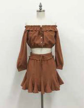 Load image into Gallery viewer, Drawstring Elastic Waistband Ruffle Flare Mini Skirt