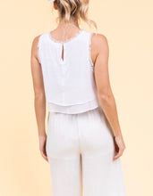 Load image into Gallery viewer, Double Layer Fringe Trim Sleeveless Crop Top
