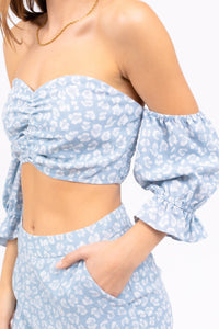 Leopard Chambray Crop Top