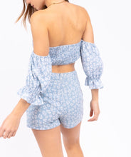 Load image into Gallery viewer, Leopard Chambray Crop Top