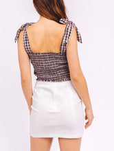 Load image into Gallery viewer, Gingham Smocked Crop Top