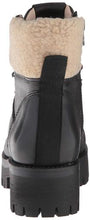 Load image into Gallery viewer, Leather Faux Shearling Lace Up Lug Sole Hiker Bootie