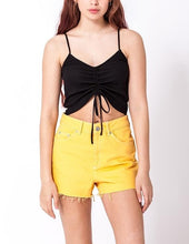 Load image into Gallery viewer, Ribbed Ruched Drawstring Cami Crop Top
