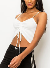 Load image into Gallery viewer, Ribbed Ruched Drawstring Cami Crop Top