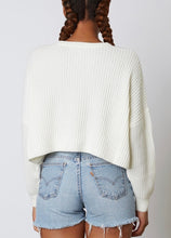 Load image into Gallery viewer, Ribbed Crew Neck Drop Shoulder Long Sleeve Cropped Sweater