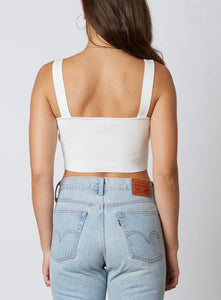 Ribbed Square Neck Knit Sleeveless Crop Top