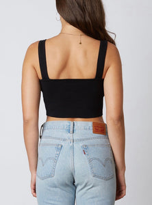 Ribbed Square Neck Knit Sleeveless Crop Top