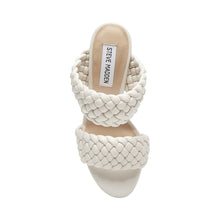Load image into Gallery viewer, Leather Woven Stacked Heel Mule Sandal