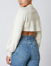 Load image into Gallery viewer, Thick Texture Ribbed Crew Neck Drop Shoulder Crop Sweater