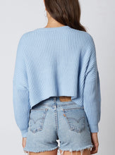 Load image into Gallery viewer, Ribbed Crew Neck Drop Shoulder Long Sleeve Cropped Sweater