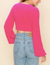 Load image into Gallery viewer, Fuzzy Lantern Sleeve Cropped Sweater
