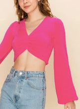 Load image into Gallery viewer, Fuzzy Lantern Sleeve Cropped Sweater