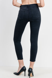 Washed Distressed Fray High Waist Jeans