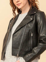 Load image into Gallery viewer, Faux Eco Leather Biker Jacket