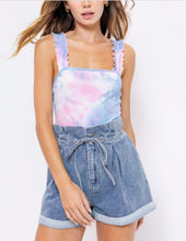 Load image into Gallery viewer, Tie Dye Ribbed Ruffle Strap Bodysuit