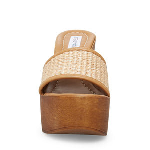 Natural Raffia Wooden Heel Sandal