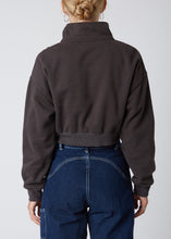 Load image into Gallery viewer, Quarter Zip Drop Shoulder Cropped Sweatshirt